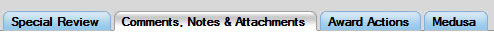 Comments, Notes & Attachments tab