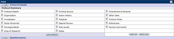 Figure 235 Protocol Document, Protocol Actions Page – Protocol Details