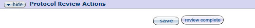 Figure 257 Protocol Document, Online Review Page – Protocol Review Actions Section