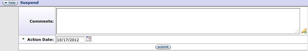 Figure 220 Protocol Document, Protocol Actions Page – Request an Action Section, Expire Layout