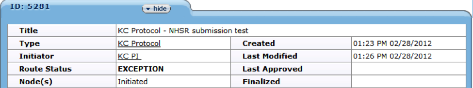 Figure 248 Protocol Document, Protocol Actions Page – Route Log Section, ID Subsection 