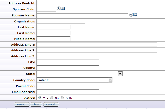 address lookup screen