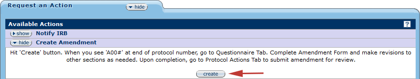 Create Amendment section