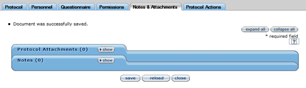 Figure 190 Protocol Document, Notes & Attachments Page