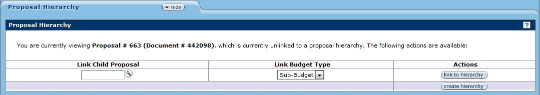 Proposal Hierarchy section