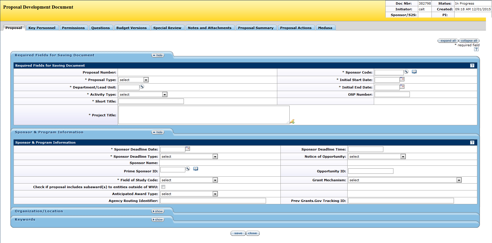 Proposal Page