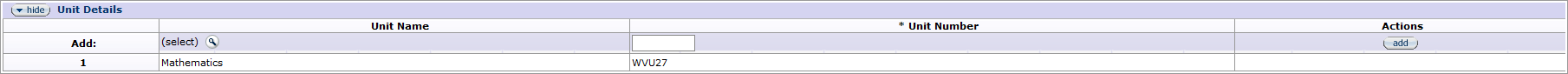 Unit Details subsection